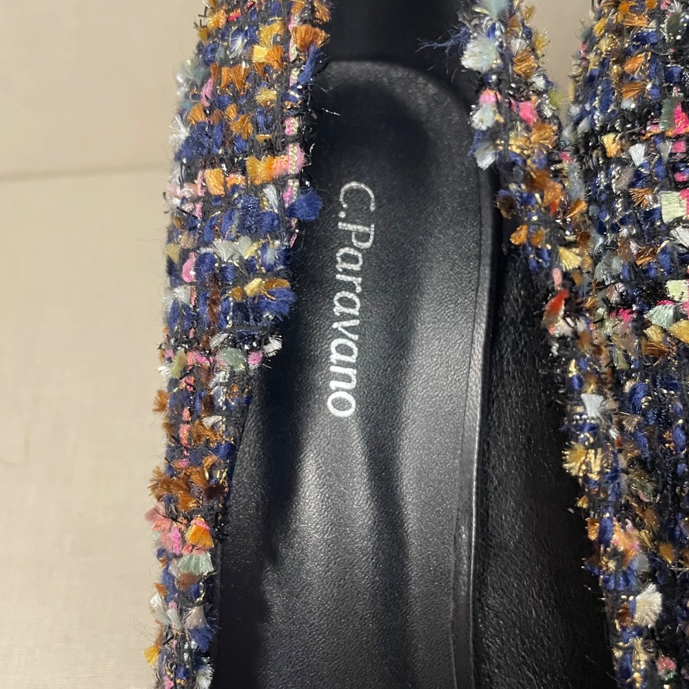 C. Paravano Multicolor Tweed Pointed Toe Heels w/ Crystal Buckle EU 41 (US 10) - Picture 11 of 16